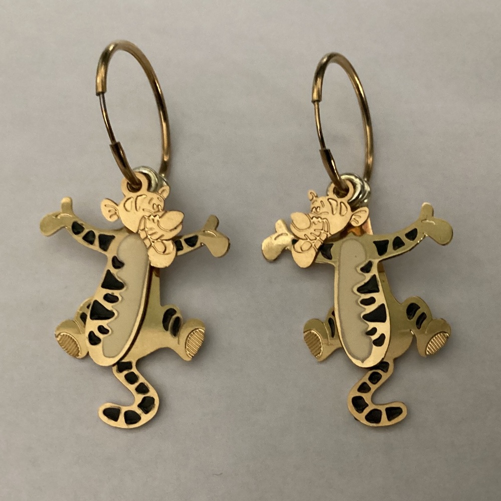Disney Tigger Gold-tone Dangling Hoop Earrings
